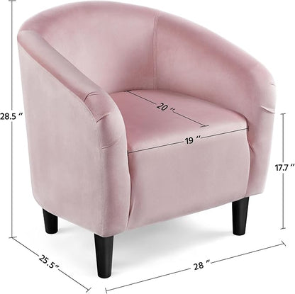Topeakmart Velvet Accent Chair, Comfy and Modern Velvet Club Chair with Armrest and Sturdy Legs for Living Room/Bedroom Study, Set of 2, Pink