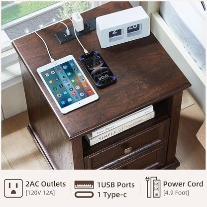 SAVOR LIFE Farmhouse Dresser and Nightstand Sets 2 Piece, 5 Drawer Dresser & 2 Drawer Nightstand Set, Rustic Wood Bedroom Furniture Set for Home, Bedroom, Hallway, Walnut