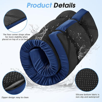 CYMULA 3 Inch Memory Foam Camping Pad, Camping Essentials Roll Up Floor Mat for Car Camping, Cot, Tent, Truck, Travel and Guest Use, Non-Slip Waterproof Bottom, Removable Cover