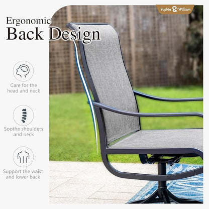 Sophia & William Patio Set with Umbrella Outdoor Dining Set for 6 with 13ft Umbrella Orange Red, 6 x Patio Chairs Grey, 1 Wood Like Outdoor Dining Table for Deck Lawn Garden (No Umbrella Base)