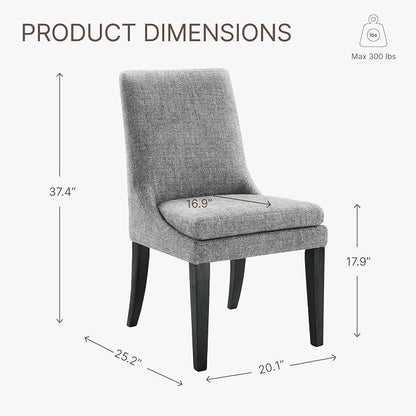 KISLOT Upholstered Dining Chairs Modern Sidechair Performance Fabric High Back Armlesschair for Diningroom Kitchen,Dark Grey,Set of 4(2 Box)