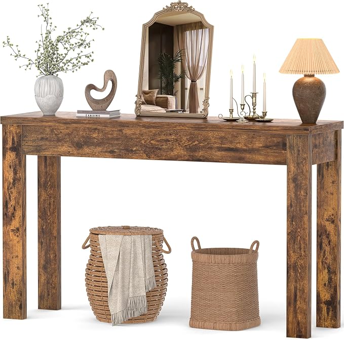 Armocity Console Table, 47" Farmhouse Wood Entryway Table, Sofa Tables Narrow Long Behind Couch, Entry Table for Entrance, Hallway, Living Room, Rustic Brown