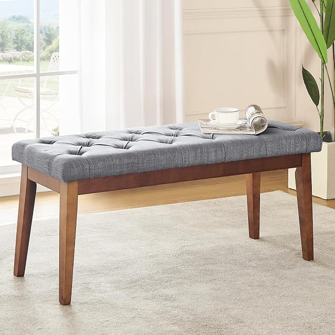 kinmars Upholstered Bench for Bedroom End of Bed,42.5-inch Entryway Bench for Living Room,Dining Bench with Padded Seat and Solid Wood Leg for Kitchen Bedroom,Indoor and Hallway