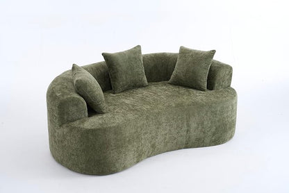 79" Curved Loveseat Sofa in a Box for Living Room, Modern Boneless Loveseat Couch Chenille Deep Seat Cloud Floor Couch with 3 Throw Pillows for Small Spaces, No Assembly Needed | Breathable material