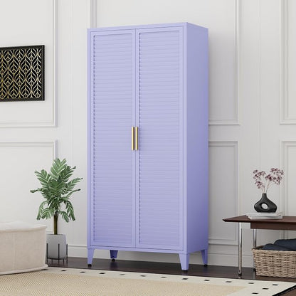 61 "H Purple Metal Cutlery Cabinet with Door Freestanding Kitchen Cabinet with 3 Adjustable Shelf Side Panels, Suitable for Kitchen, Living Room, Dining Room Metal Cabinet,Requires Assembly ﻿