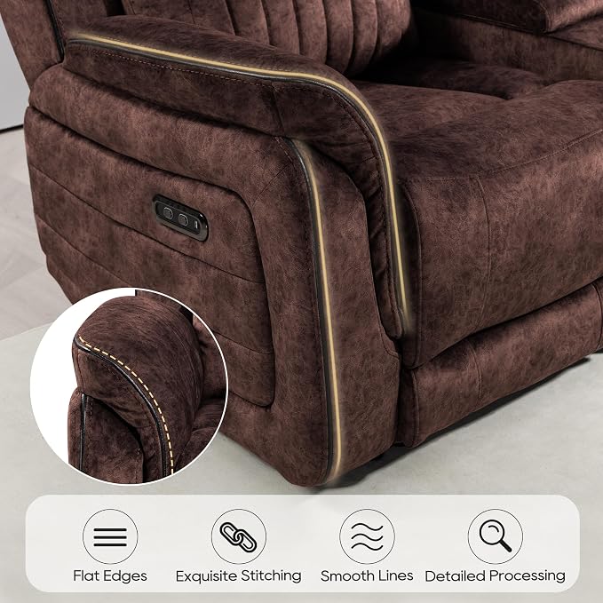 Power Zero Gravity Reclining Loveseat with Adjustable Headrest, Double Reclining Loveseat with Console, Power Loveseat Recliner with USB & Type-C Ports for Living Room (Brown)