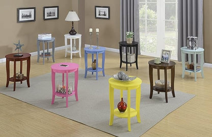 Convenience Concepts American Heritage Round End Table with Shelf, Sea Foam