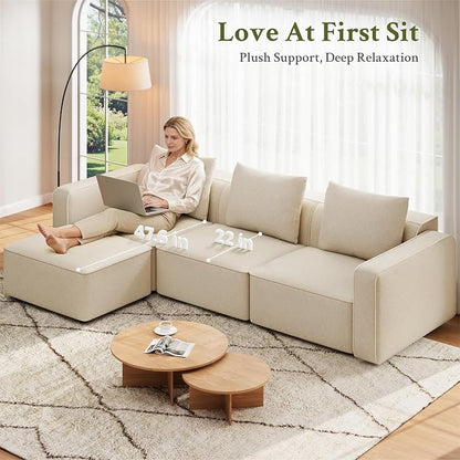 Welzona loveseat Sofa, 75" Comfy Chenille Love Seat, Small Couches for Small Spaces, 2 Seater Modern Loveseat, Deep Seat Chenille Sofas for Living Room, Apartment, Bedroom, Beige