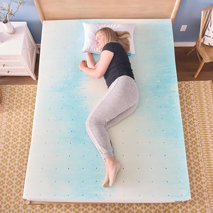 Linenspa 2 Inch Swirl Gel Memory Foam Mattress Topper, Twin Size – Cooling Gel Infused, Ventilation Holes – Pressure Relieving Bed Topper – CertiPUR Certified