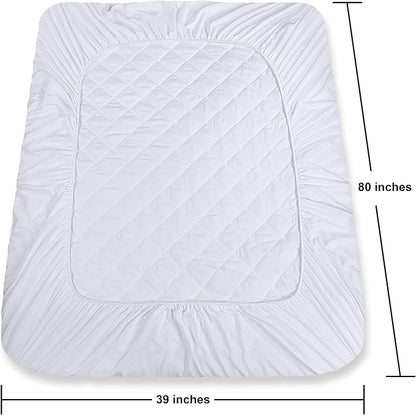Quilted Fitted Mattress Pad Twin XL College Dorm Mattress Protector Topper with Deep Pocket Stretches up to 16 Inches, Machine Washable Mattress Cover by Utopia Bedding (White)