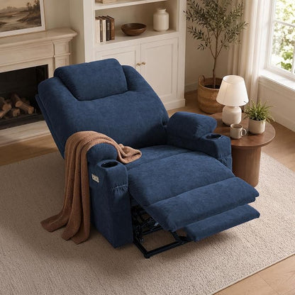 MCombo Power Lift Recliner Chair for Elderly R7045(Admiral, Medium-Wide) | Heat and Massage, Breathable Fabric, USB& Type C Charging Port, FSC Certified