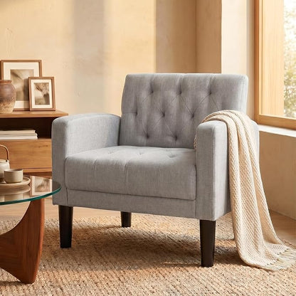 TYBOATLE Accent Chair Comfy Living Room Chair Tufted Mid Century Modern Accent Chairs Cozy Upholstered Reading Armchair for Office Bedroom
