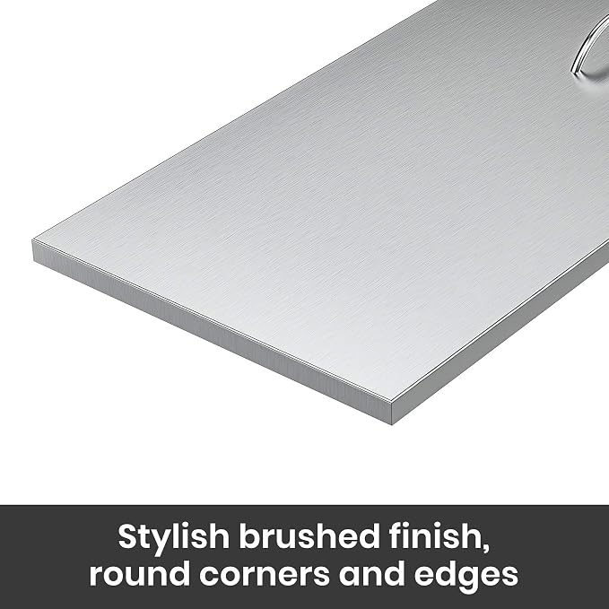 Stanbroil Fire Pit Burner Pan Cover 27" x 11", Fits 24 x 8 Inches Rectangular Drop-in Burner Pan, Stainless Steel