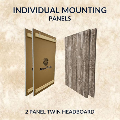 Barn Walls Twin Wood Headboard - Graywash Farmhouse Design - Wall Mounted Floating Headboard for Twin Bed - Handcrafted Solid Wood - Easy No-Drill Installation