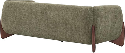 Christopher Knight Home Almad 2 Pieces Sofa Couch Set, Cozy 3-Seater Sofa and Loveseat for Living Room, Upholstered Couch Chair, Soft Seating Lounge Sofa with Wood Frame, Boucle Fabric, Olive Green
