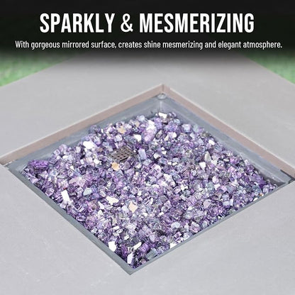 Skyflame 1/2 Inch Purple Reflective Fire Glass for Fire Pit Table Fireplace and Landscaping