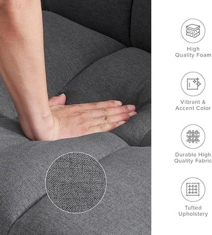 mopio Aaron 76.8" Couch, Small Futon Sofa Bed, Sleeper, Loveseat, Mid Century Modern Futon Couch, Sofa Cama, Couches for Living Room, Bedroom (Dark Grey Fabric)