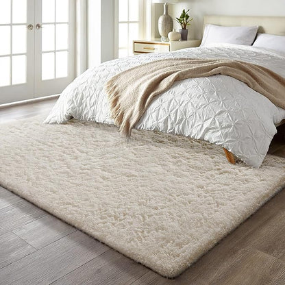 Ophanie 5x7 Area Rugs for Living Room Ivory, Fluffy Shag Large Fuzzy Plush Soft Rug, Shaggy Floor Big Carpets for Bedroom Nursery, Kids Home Decor Aesthetic with Over 99 pcs Pile fibers