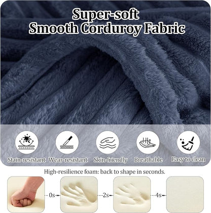 92.5" L-Shaped Sectional Boneless Couches with Chaise, Comfy Modular Corduroy Fluffy Couch with Deep Seat, 3 Seater Cloud Sofa for Apartment Flexible Module Combination for Living Room, No Assembly