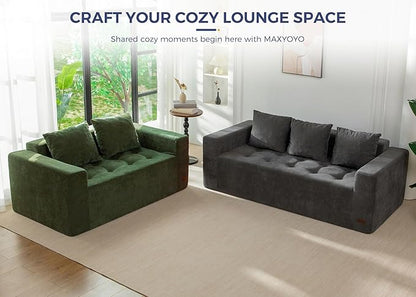 MAXYOYO Modular Sofa Couch, 75" Oversized Loveseat Boneless Cloud Couch with Deep Seat, Chenille Upholstered Living Room Comfy Sofa Chair for Living Room, No Assembly Required, Dark Grey
