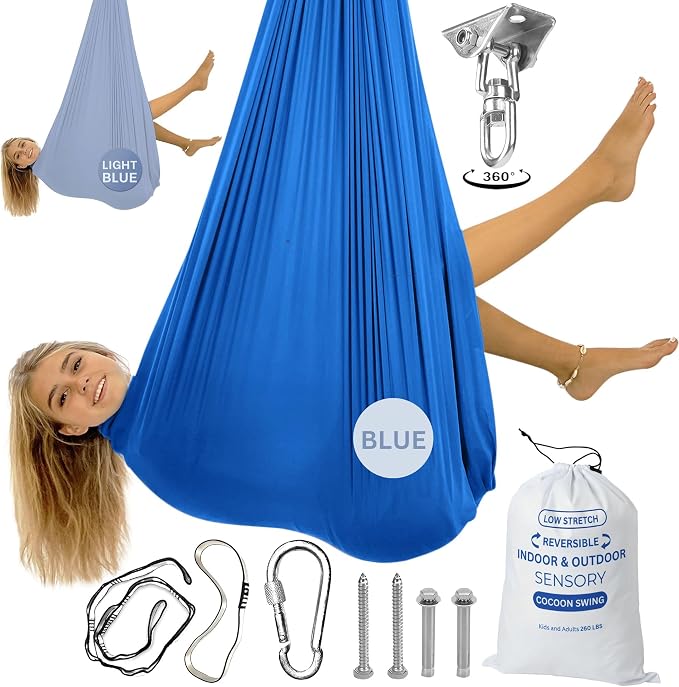 Double Layer Reversible Sensory Swing| Outdoor and Indoor Swing For Kids and Adults Up to 260 lbs | Autism Cocoon Swing | Kids Sensory Swing