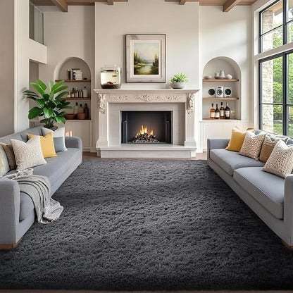 Ophanie 7x9 Area Rugs,Upgrade Non-Slip Fluffy Soft Rugs for Living Room,Large Shag Grey Fuzzy Plush Rug,Gray Shaggy Big Carpets for Bedroom,Kids Boys Girls Dorm Decor with Over 99 pcs Pile fibers