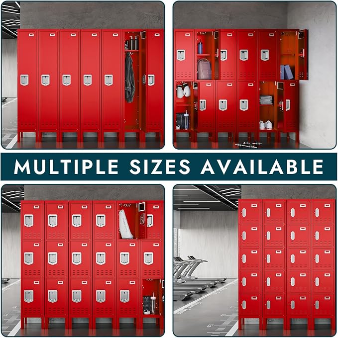 BUTISOW Metal Lockers - 66" Height Steel Lockers for Employees with 5 Door Storage Locker with Card Slot for Employees Gym School Home Office Garage - Assembly Required
