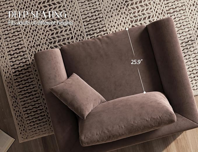 ohllob 48.6" Single Sofa, Small Boneless Couches for Living Room, Cloud Couch for Bedroom, Office, Brown