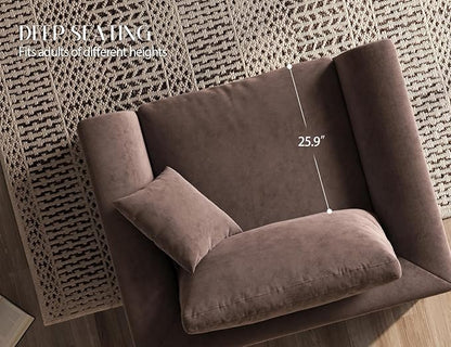 ohllob 48.6" Single Sofa, Small Boneless Couches for Living Room, Cloud Couch for Bedroom, Office, Brown