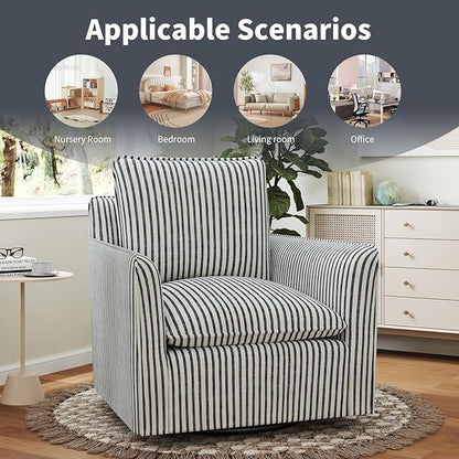 INZOY Swivel Accent Chair Set of 2, Upholstered Square Chair, Swivel Barrel Reading Chair with Thick Padded Backrest Cushion for Living Room Bedroom Small Space, Blue
