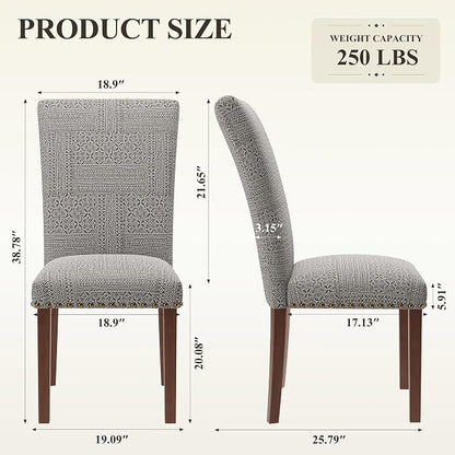 MALOL Dining Chairs Set of 2, High Back Dining Chair with Wood Legs and Nailhead Trim, Modern Padded Kitchen Room Chairs for Dining Room/Restaurant, Black/White