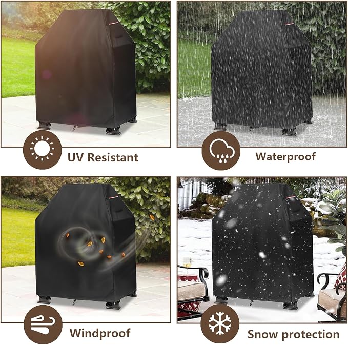 Outdoor Fireplace Cover,Heavy Duty 600D Waterproof Square Chimineas Fireplace Covers,Cover for Panovue Chiminea Fire Pit,32" L x 24" W x 45" H,Black