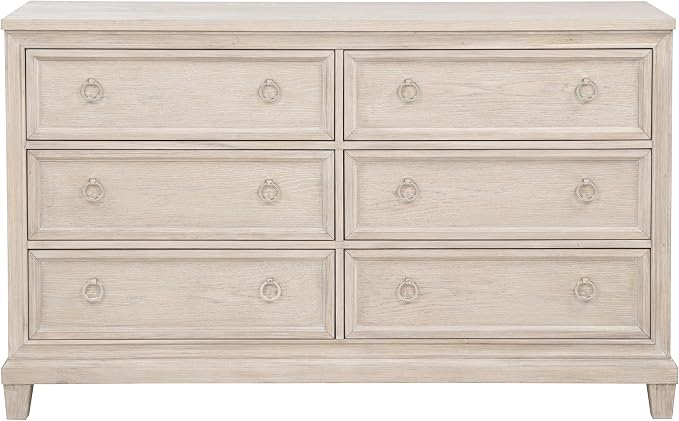 Coaster Home Furnishings - Pembroke - Wood - 6-Drawer Bedroom Dresser with Stepped Trim, Ring Pulls and Coastal Style - Bedroom - Washed Oak - 215923