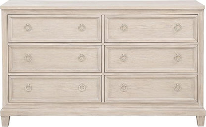 Coaster Home Furnishings - Pembroke - Wood - 6-Drawer Bedroom Dresser with Stepped Trim, Ring Pulls and Coastal Style - Bedroom - Washed Oak - 215923