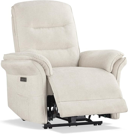 KISLOT Power Recliner Chair with Adjustable Headrest and Footrest, Dual Motor Fabric Reclining Chair with USB/Type-C Charging, Zero Gravity Modern Electric Recliner for Nursery Living Room Bedroom