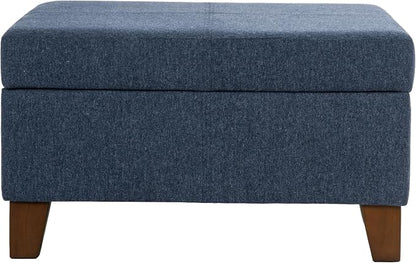 HomePop Harper Luxury 28" Storage Ottoman - Blue Woven Fabric