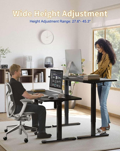 YIHAYO Electric Standing Desk, 55 x 24 Inches Stand Up Desk with Splice Board, Adjustable Height Desk, Computer Desk for Home Office, Black Frame/Black Top