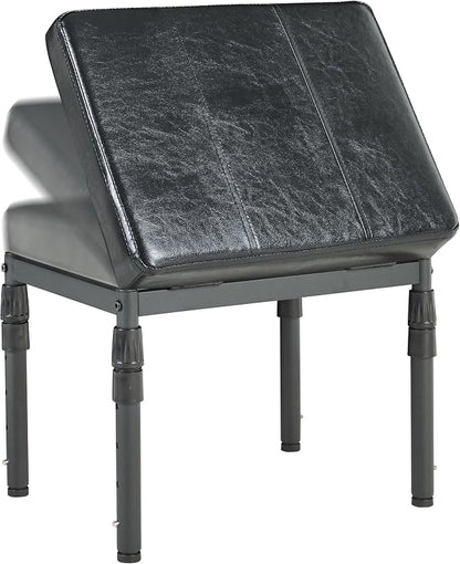 TIOPGHAD Adjustable Ottoman Pouf, 60 Degree Tilt, Brown Synthetic Leather | 4-Height Footrest, 28 Positions, Iron frame, Foam Cushion, 15.74 x 11.81 x 13.34 in, Under Desk, Living room, Home Office