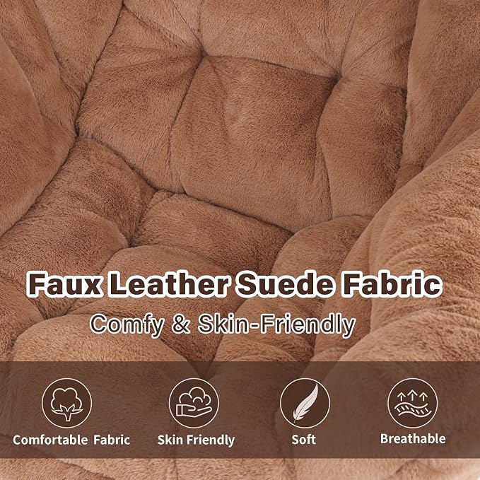 Lazy Chair with Ottoman, Modern Accent Chair Lounge Leisure Sofa Chair with Armrests, Reading Chair and Folding Footstool for Living Room, Bedroom, Office, Plush Brown