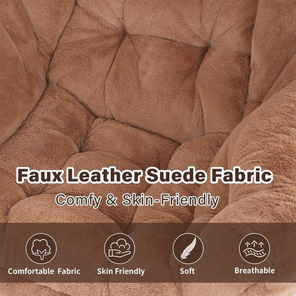 Lazy Chair with Ottoman, Modern Accent Chair Lounge Leisure Sofa Chair with Armrests, Reading Chair and Folding Footstool for Living Room, Bedroom, Office, Plush Brown
