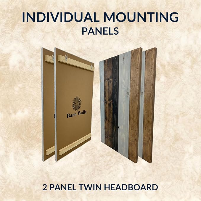Barn Walls Twin Headboard - All Terrain Mix Multi-Tonal Solid Wood Panels | Wall Mount, Adjustable Height, Made in America