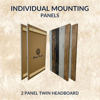 Barn Walls Twin Headboard - All Terrain Mix Multi-Tonal Solid Wood Panels | Wall Mount, Adjustable Height, Made in America