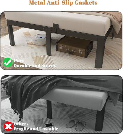 14 Inch King Size Bed Frame, Black King Bed Frame with Metal Anti-Slip Baffles, No Box Spring Needed, Heavy Duty Steel Platform Support, Round Corner Design, Noiseless, Storage Space