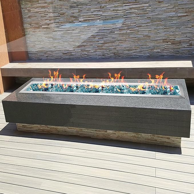 Stanbroil 30 by 6-Inch Drop-in Linear Fire Pit Pan and Burner, 304 Stainless Steel Natural & Propane Gas Firepit for Outside DIY Fire Table, BTU 54, 000 Max