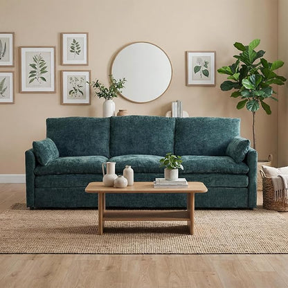 Iroomy 83" Cloud Couch, Chenille Modern Sofa 3 Seater, Comfy Plush Thick Cushions, Pocket Springs, Cloud-Like Comfort Sofas for Small Living Room Apartment, Green