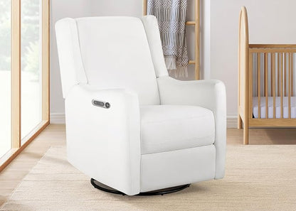 Delta Children Mercer Electronic Power Recliner and Swivel Glider with USB Port in LiveSmart Performance Fabric - Water Repellent & Stain Resistant, Pearl