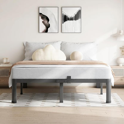 VIPSHOW 7 Inch Queen Bed Frame, 3500Lbs Heavy Duty Metal Platform with Round Corner Legs Mattress Slide Stopper, Steel Slat Support No Box Spring Needed, Noise Free, Non-Slip, Easy Assembly