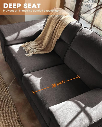 Upvilla 88.97" Modern Sofa Couch for Living Room, Deep Seat Sofa with 8”Cushion, Comfy 2-Seater Chenille Loveseat Sofa with Convertible Armrest, Removable Sofa Cover, High Leg (Dark Gray)