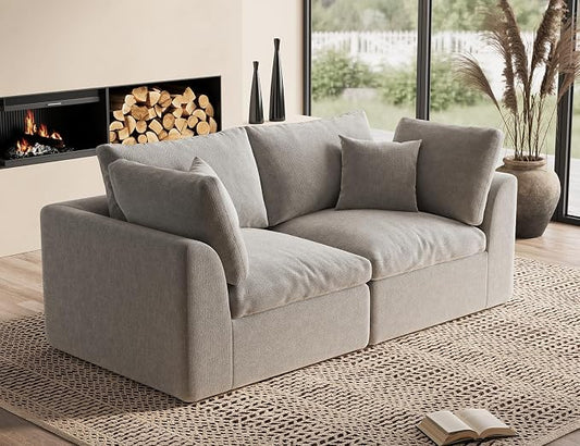 ohllob 78.9" Loveseat Sofa, Cloud Boneless Couches for Living Room, Modern Modular Sectional Sofa, Oversized, Light Grey