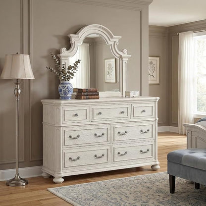 Roundhill Furniture Nelson French Traditional 5-Piece Bedroom Set, Antique White, Queen
